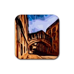 Street Architecture Building Rubber Coaster (square)  by Pakrebo