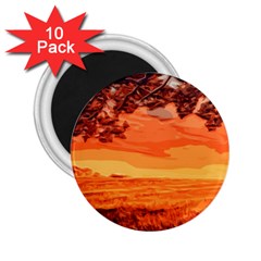 Field Sunset Orange Sky Land 2 25  Magnets (10 Pack)  by Pakrebo