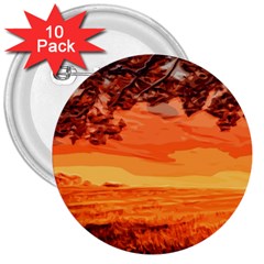 Field Sunset Orange Sky Land 3  Buttons (10 Pack)  by Pakrebo