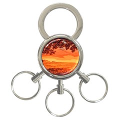 Field Sunset Orange Sky Land 3-ring Key Chains by Pakrebo