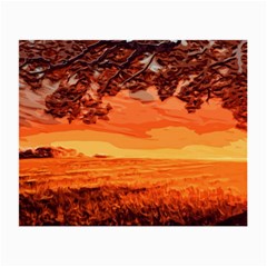 Field Sunset Orange Sky Land Small Glasses Cloth by Pakrebo