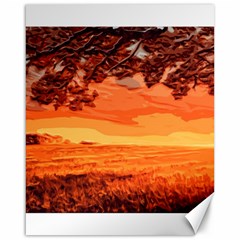 Field Sunset Orange Sky Land Canvas 16  X 20  by Pakrebo