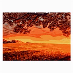 Field Sunset Orange Sky Land Large Glasses Cloth (2-side) by Pakrebo