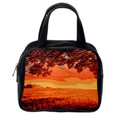 Field Sunset Orange Sky Land Classic Handbag (one Side) by Pakrebo