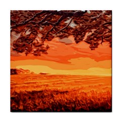 Field Sunset Orange Sky Land Face Towel