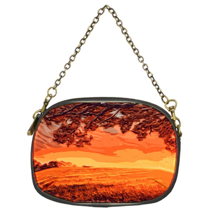 Field Sunset Orange Sky Land Chain Purse (One Side)