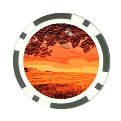 Field Sunset Orange Sky Land Poker Chip Card Guard (10 Pack) by Pakrebo