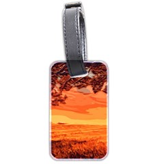 Field Sunset Orange Sky Land Luggage Tags (two Sides) by Pakrebo