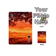 Field Sunset Orange Sky Land Playing Cards 54 (mini) by Pakrebo