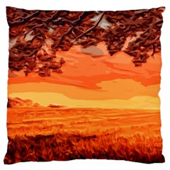 Field Sunset Orange Sky Land Large Cushion Case (one Side) by Pakrebo