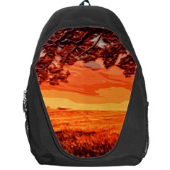 Field Sunset Orange Sky Land Backpack Bag