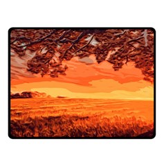 Field Sunset Orange Sky Land Double Sided Fleece Blanket (small)  by Pakrebo