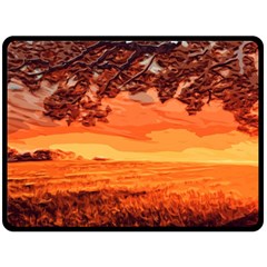 Field Sunset Orange Sky Land Double Sided Fleece Blanket (large)  by Pakrebo