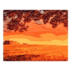 Field Sunset Orange Sky Land Double Sided Flano Blanket (large)  by Pakrebo