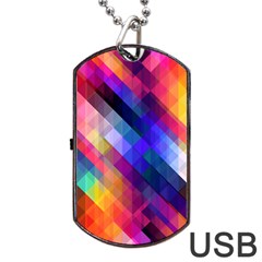 Abstract Background Colorful Pattern Dog Tag USB Flash (One Side)