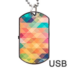 Texture Background Squares Tile Dog Tag Usb Flash (two Sides) by Pakrebo