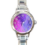 Texture Cell Cubes Blast Color Round Italian Charm Watch Front