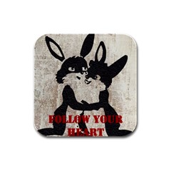 Follow your heart Rubber Square Coaster (4 pack) 