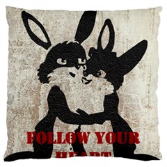 Follow Your Heart Large Flano Cushion Case (one Side) by LalaChandra