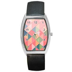 Background Geometric Triangle Barrel Style Metal Watch by Pakrebo