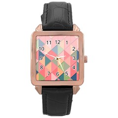 Background Geometric Triangle Rose Gold Leather Watch  by Pakrebo