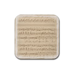 Vintage Beige Music Notes Rubber Coaster (square)  by Pakrebo