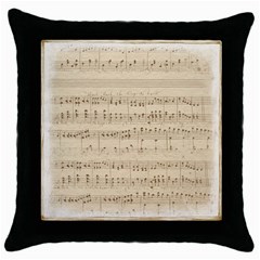 Vintage Beige Music Notes Throw Pillow Case (black) by Pakrebo