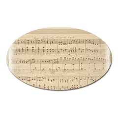 Vintage Beige Music Notes Oval Magnet by Pakrebo