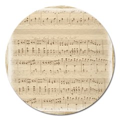 Vintage Beige Music Notes Magnet 5  (round) by Pakrebo