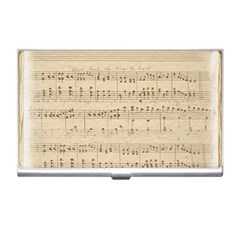 Vintage Beige Music Notes Business Card Holder by Pakrebo