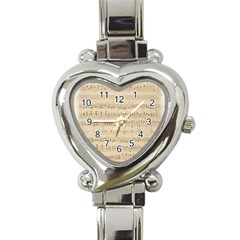 Vintage Beige Music Notes Heart Italian Charm Watch