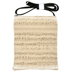 Vintage Beige Music Notes Shoulder Sling Bag by Pakrebo