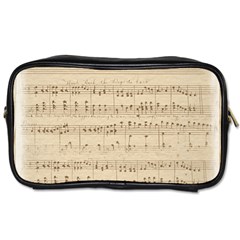 Vintage Beige Music Notes Toiletries Bag (one Side) by Pakrebo