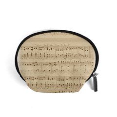 Vintage Beige Music Notes Accessory Pouch (small) by Pakrebo