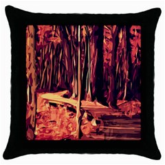 Forest Autumn Trees Trail Road Throw Pillow Case (black)