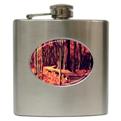 Forest Autumn Trees Trail Road Hip Flask (6 Oz) by Pakrebo