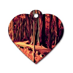 Forest Autumn Trees Trail Road Dog Tag Heart (two Sides) by Pakrebo