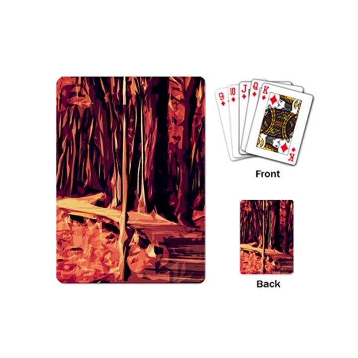 Forest Autumn Trees Trail Road Playing Cards (Mini)