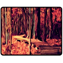 Forest Autumn Trees Trail Road Double Sided Fleece Blanket (medium)  by Pakrebo