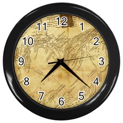 Vintage Map Background Paper Wall Clock (black) by Pakrebo