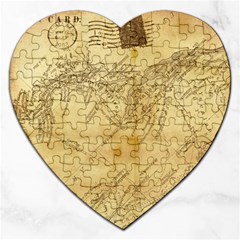 Vintage Map Background Paper Jigsaw Puzzle (heart) by Pakrebo