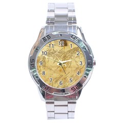 Vintage Map Background Paper Stainless Steel Analogue Watch