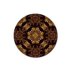 Gold Black Book Cover Ornate Rubber Round Coaster (4 Pack)  by Pakrebo