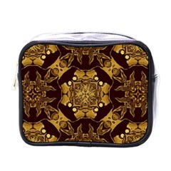 Gold Black Book Cover Ornate Mini Toiletries Bag (one Side)