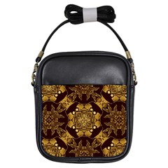 Gold Black Book Cover Ornate Girls Sling Bag