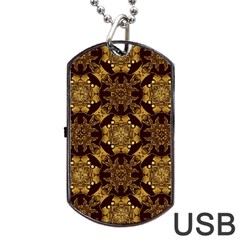 Gold Black Book Cover Ornate Dog Tag Usb Flash (one Side)