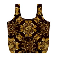 Gold Black Book Cover Ornate Full Print Recycle Bag (l)