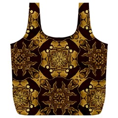 Gold Black Book Cover Ornate Full Print Recycle Bag (xl)