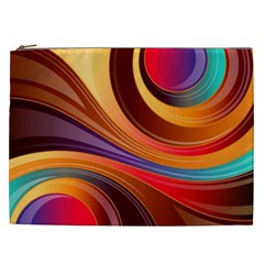 Abstract Colorful Background Wavy Cosmetic Bag (xxl) by Pakrebo