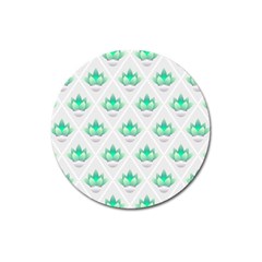 Plant Pattern Green Leaf Flora Magnet 3  (round) by Pakrebo